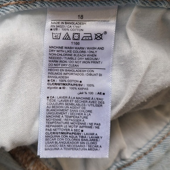 Old Navy High Rise Slouchy Straight Jeans 18 Light Wash Distressed - Picture 7 of 10